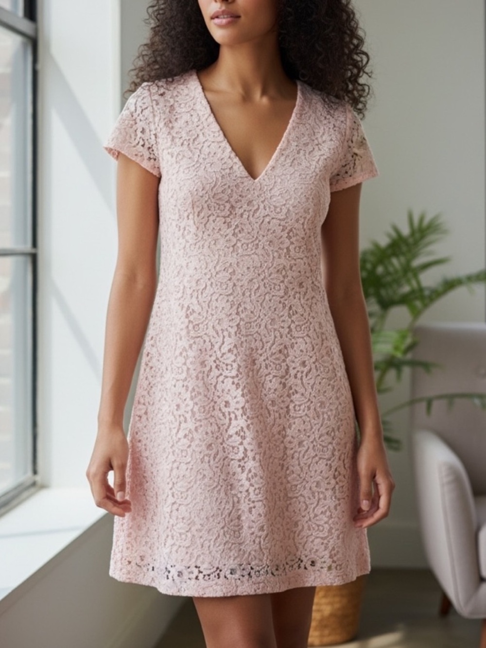 NWOT Zara Lace Overlay Mini Dress Size XS Light Pink Cap Sleeve Fairy Coquette